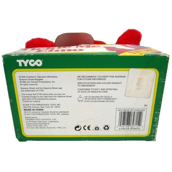 Tickle Me Elmo Sesame Street 14" talking plush doll TYCO 1996 NEW, BOX DAMAGED - Picture 4 of 4